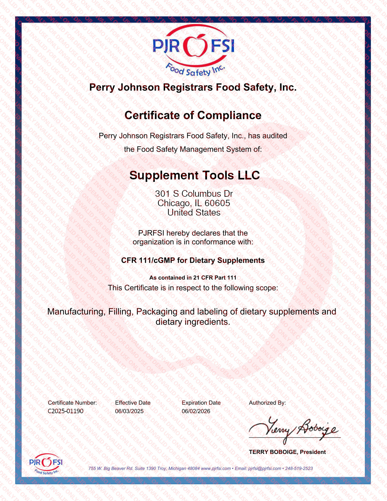 cGMP Certification